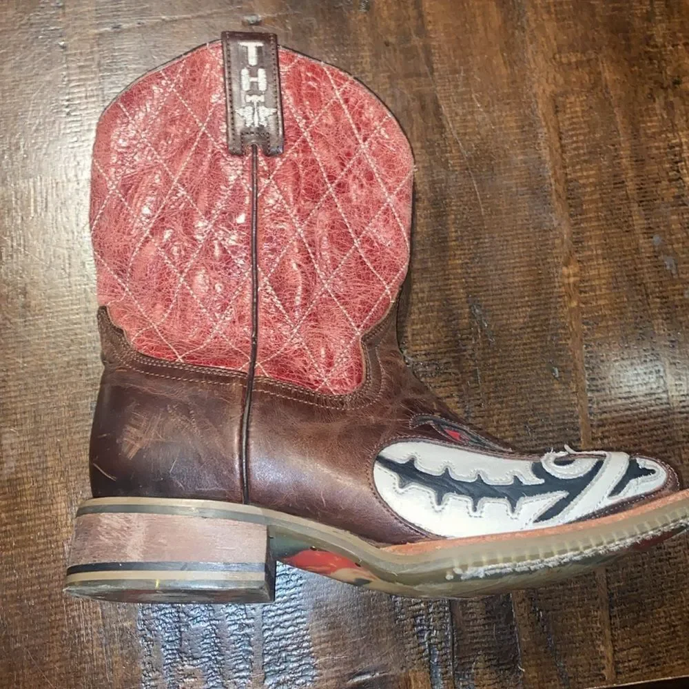 Tin Haul Big Kids Boots - Not Boaring Bacon/Eggs Size 2 Cowboy Boots